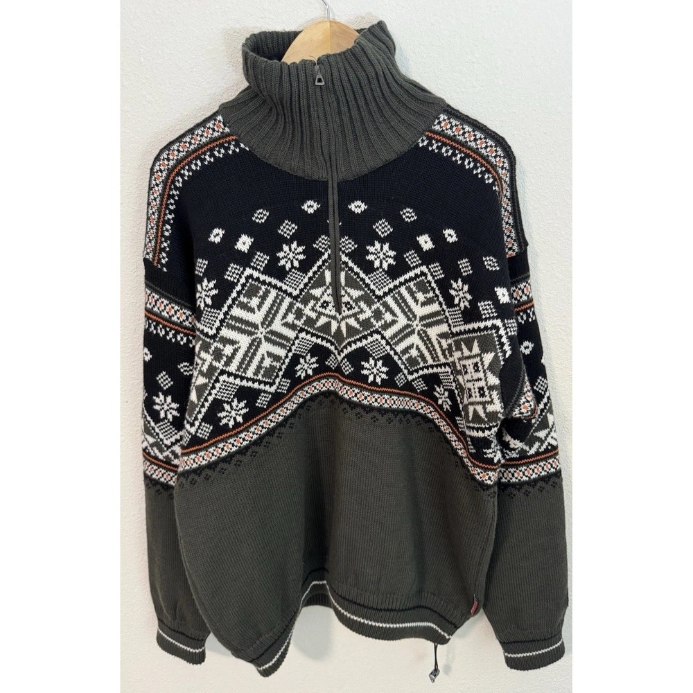 DISEGNA Italy Men's 2XL Wool‎ Blend 1/4-Zip Sweater Multicolor Fair Isle Lined